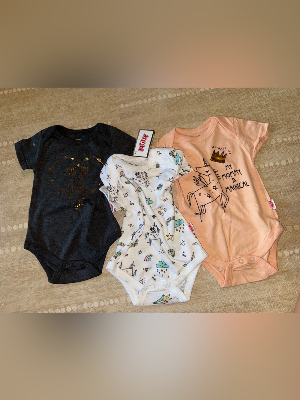 NUNY White Unicorn Print‎ Baby One-Piece Bodysuit